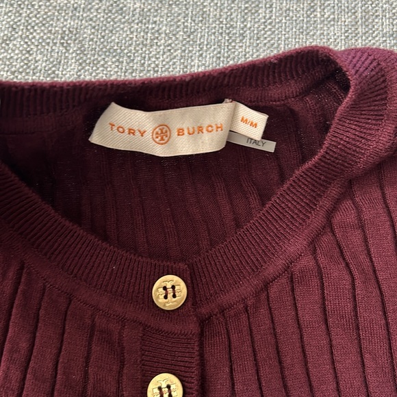 Tory Burch Luisa Short-sleeve Knit Sweater In Dark Imperial Size M - Picture 10 of 11